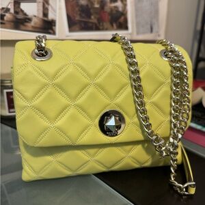 Kate Spade Yellow Quilted Crossbody Bag with Chain Strap